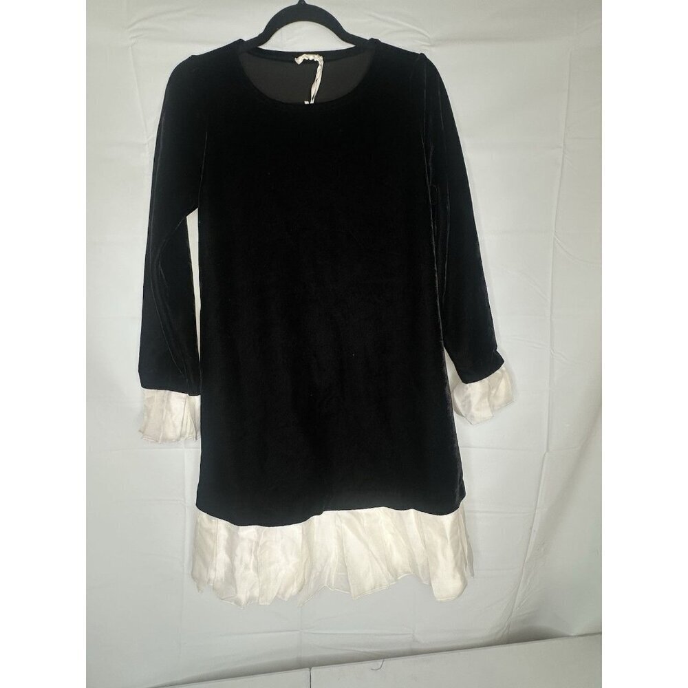 MONNALISA Black Velvet Long Sleeve PARTY DRESS Size Women’s Medium ITALY $382